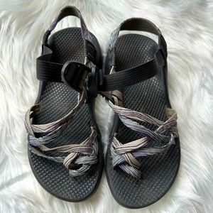 Women’s Chaco ZCloud Gray, Blue, and Purple Double Strap Sandal